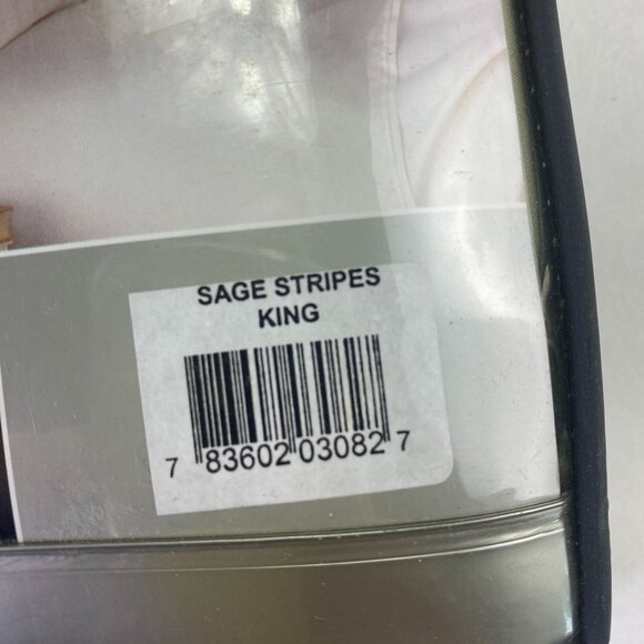 Bed Bath & Beyond 1000 Thread Count King Pillow Cases Striped Sage Green NEW - Picture 6 of 8